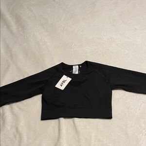 AYBL Jet Black Cropped Long Sleeve Top